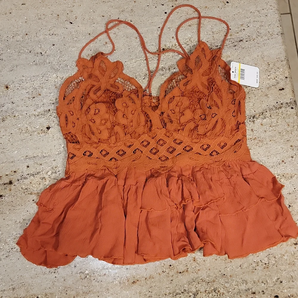 Free People Adella Cami  NWT. Rust/Pumpkin Spice color.